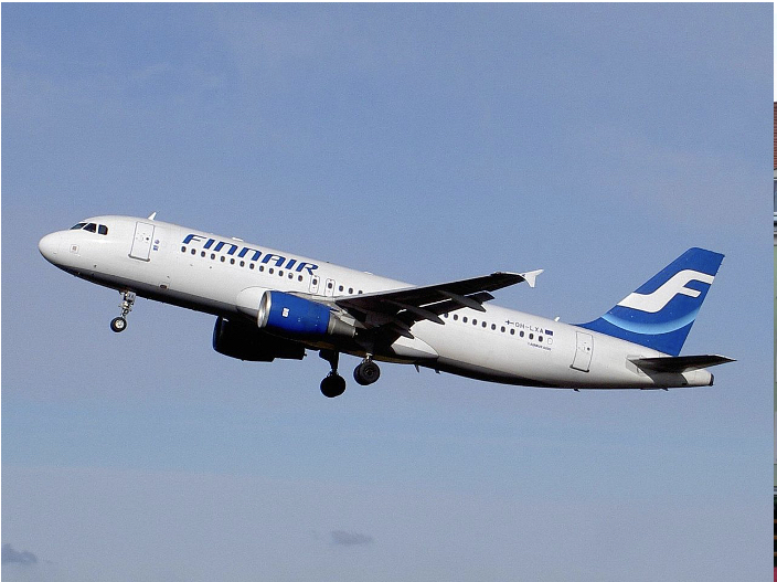 Finnairin lentokone nousemassa. 