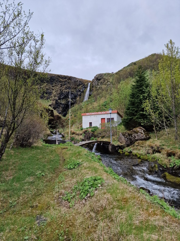 Power generator near a waterfall