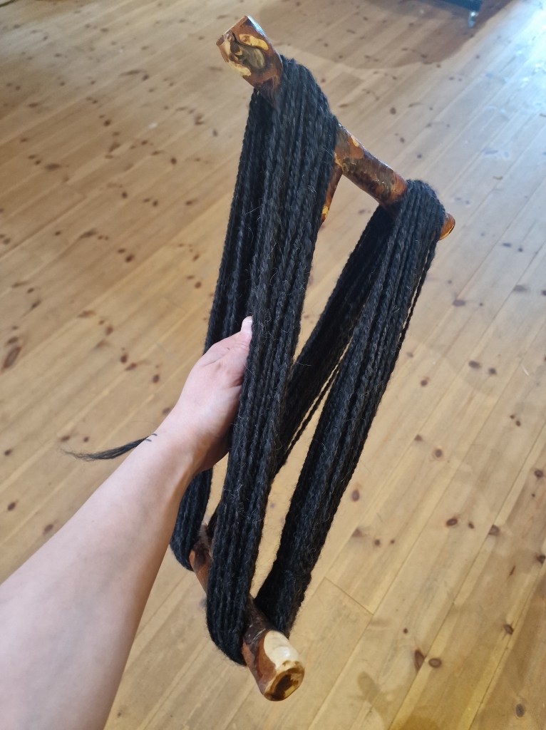 Ready black handspun yarn