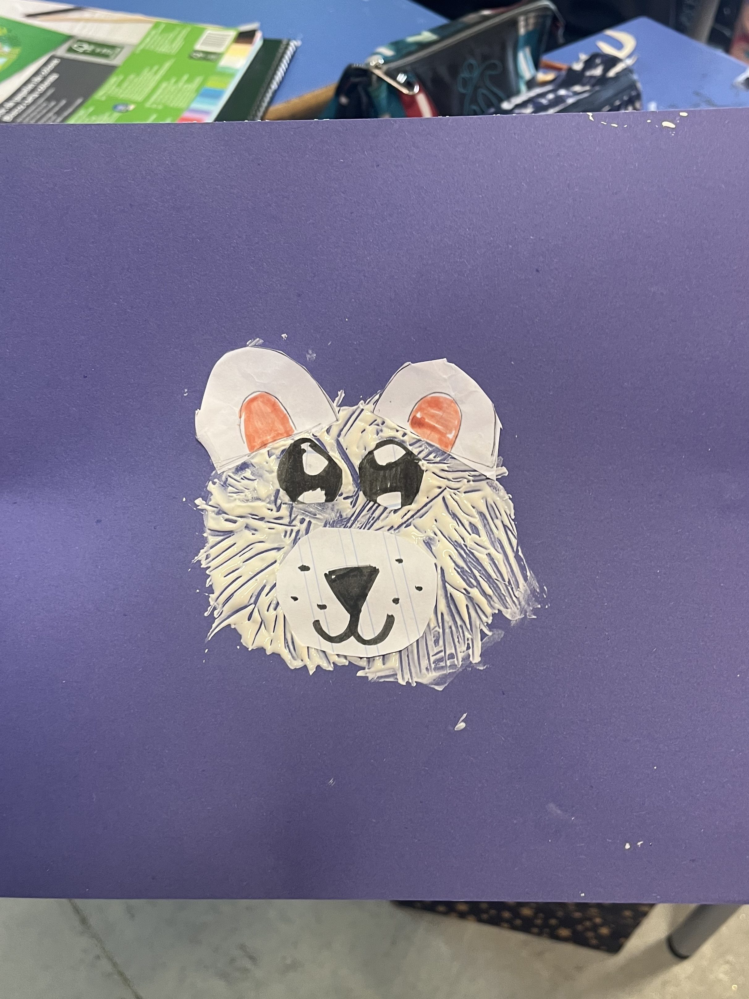 Ten year old students version of the painting on a purple paper.