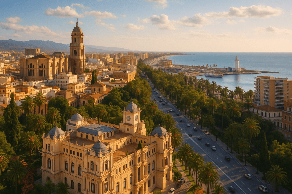 Palatsi Malaga kaupungissa meren näkymällä
